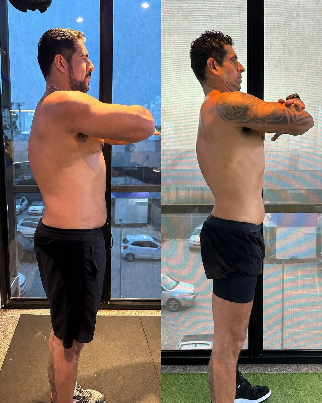 Transformação de Carlos: antes e depois